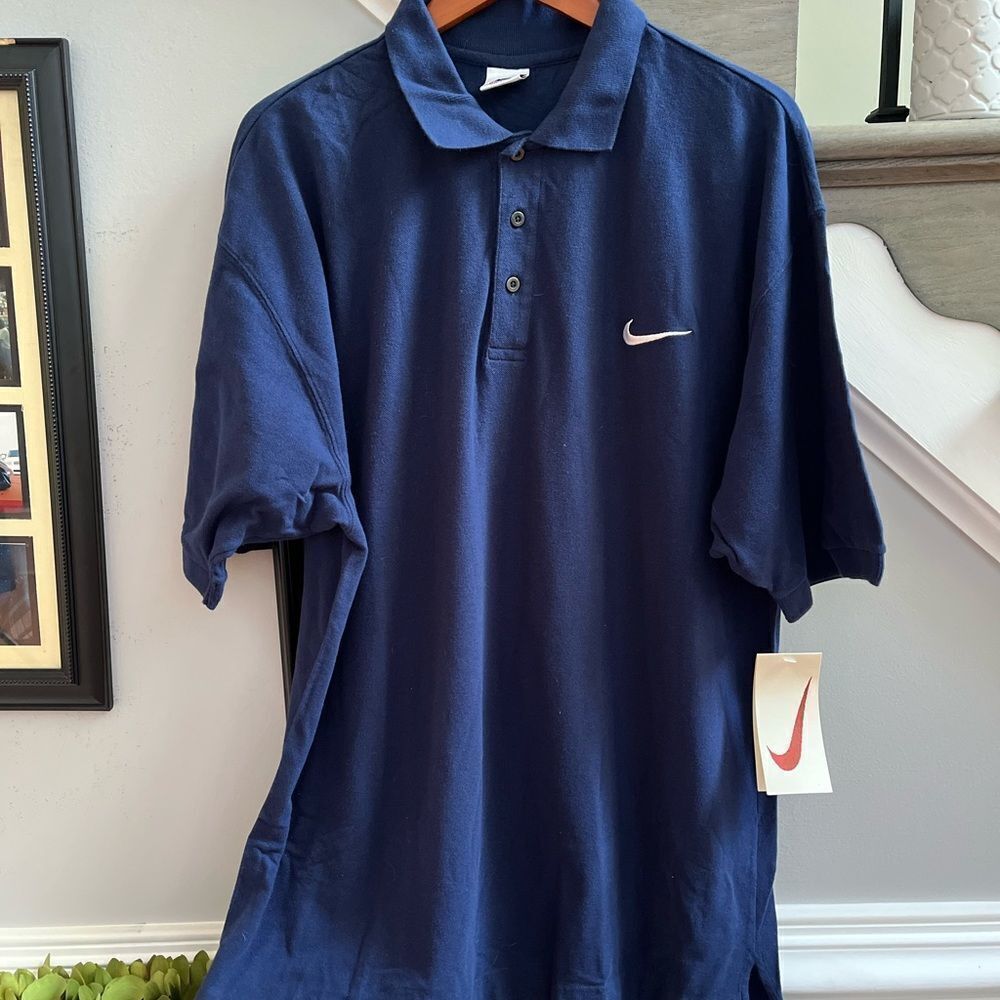 Nike Navy Classic Swoosh Embroidered Polo Shirt sz L NWT